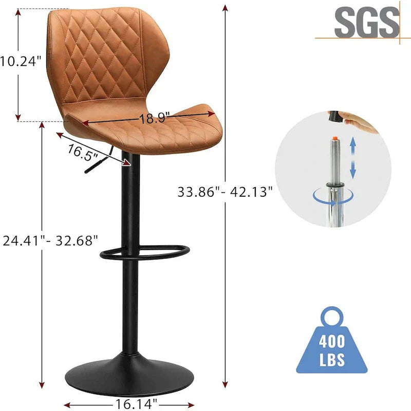 Set of 2 Upholstered Swivel Counter Height Bar Stools - image 1