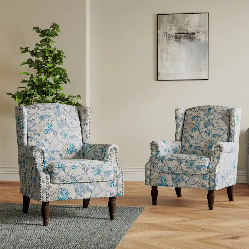 Pair of Stylish Upholstered Accent Chairs with Patterns for Living Room - image 13