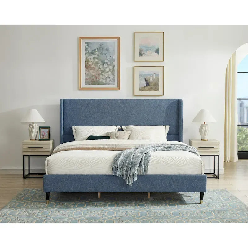 Roundhill Furniture Rozitta Upholstered Wingback Bed with Platform Design - image 25
