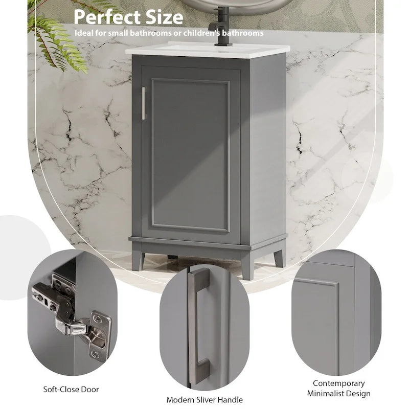 Contemporary 20-Inch Compact Bathroom Vanity Cabinet with Ceramic Sink - image 9