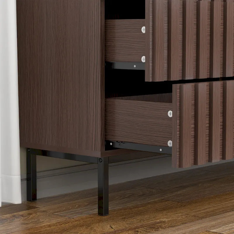 Mid-Century Modern Nightstand with 2 Drawers and Storage - Stylish Bedside Accent Table - image 6