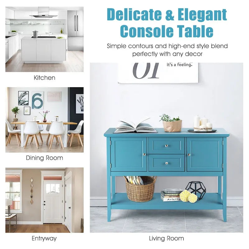 Modern Wooden Sideboard Buffet Cabinet with Drawers & Open Shelf - image 22