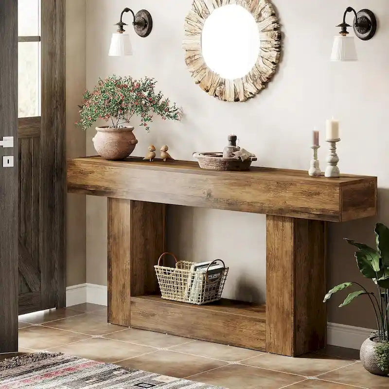Rustic 2-Tier Entryway Table for Living Room, Hallway, and Foyer - image 28