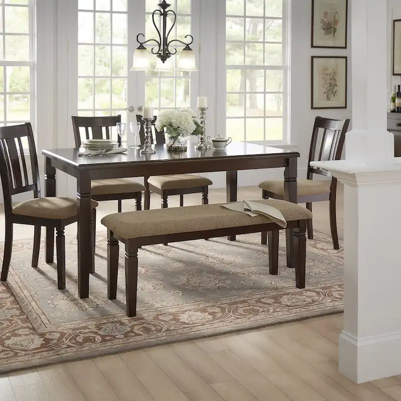 Dining Table Set with Upholstered Chairs and Bench for Kitchen and Dining Room - image 1