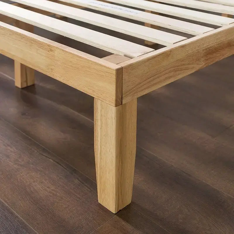 Natural Finish Solid Wood Full-Size Platform Bed Frame - image 2