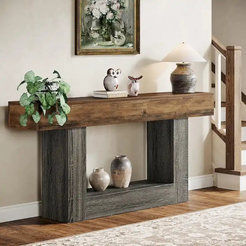 Rustic 2-Tier Entryway Table for Living Room, Hallway, and Foyer - image 7