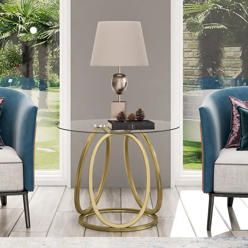 Myhozm Glass Side Table for Living Room with Sturdy Metal Frame - image 2