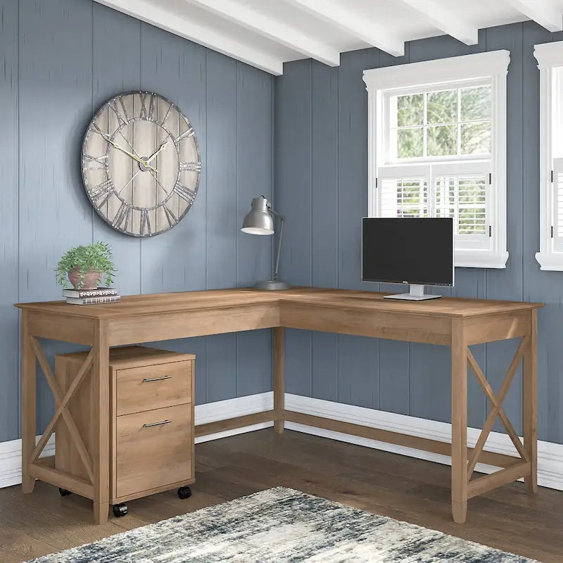 Bush Furniture Key West 60-Inch L-Shaped Desk with Rolling File Cabinet - image 30