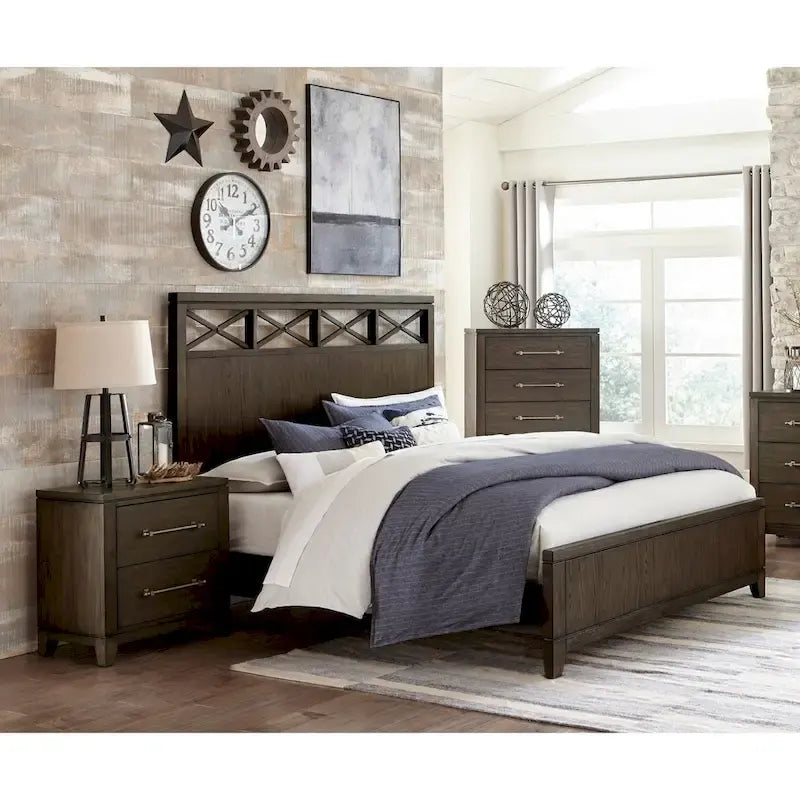 Contemporary Dark Brown 3-Piece Bedroom Set: Bed, Nightstand, and Chest - image 1