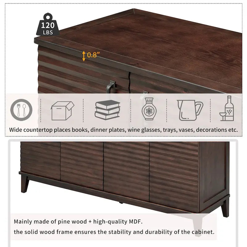 Large 4-Door Sideboard Buffet with Adjustable Shelves for Ample Storage - image 20