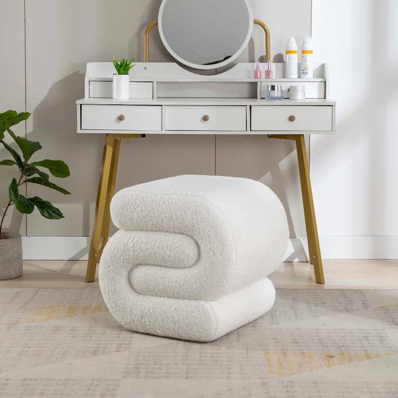 Contemporary S-Shape Ottoman Makeup Stool and Footrest for Living Room and Bedroom - image 7