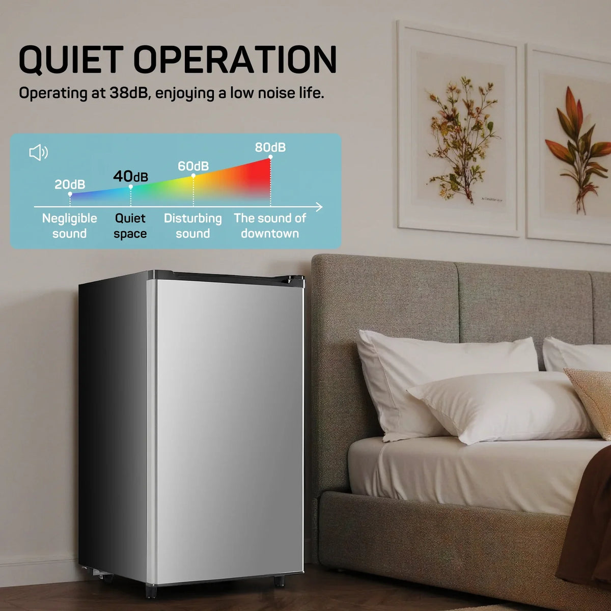 Upgraded Mini Fridge with Freezer, Compact Single Door, 3.2 Cu.Ft , Adjustable Thermostat, Low Noise, Perfect for Bedroom, Dorm, Office, 17.5" D x 17.7" W x 31.5" H, Black - image 12