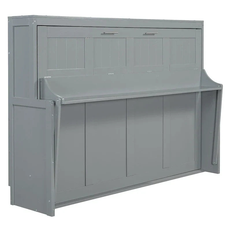 Queen/Full Size Murphy Bed with Hydraulic Lift and Integrated Desk Design - image 7