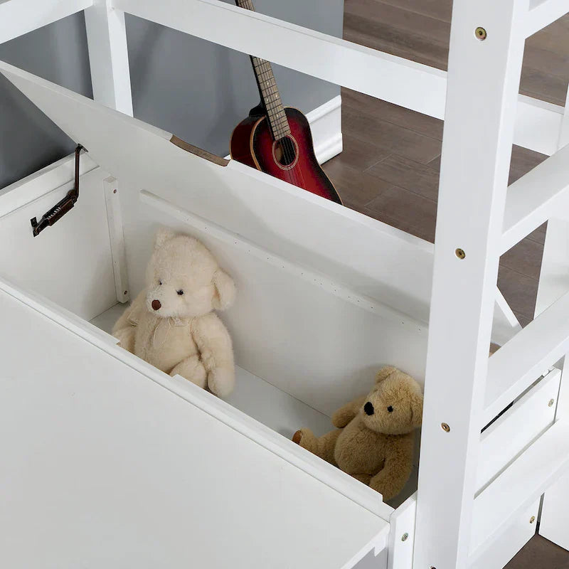 Furniture of America Wegh Twin Loft Bed with Workstation and Concealed Storage - Solid Wood - image 3