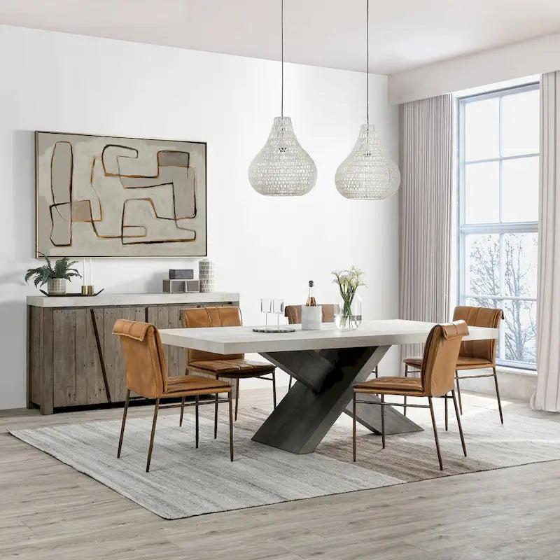 Modern Dining Table with Concrete Top and X Shape Base - image 1