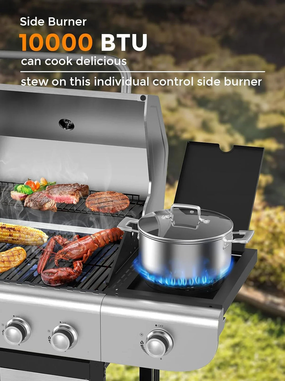 4-Burner BBQ Propane Gas Grill, 44000 BTU - image 5