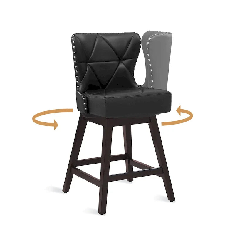 LUE BONA Set of 4 Mid-Century Modern 26-Inch Swivel Counter Stools with Faux Leather and Fabric Upholstery for Kitchen Island - image 22