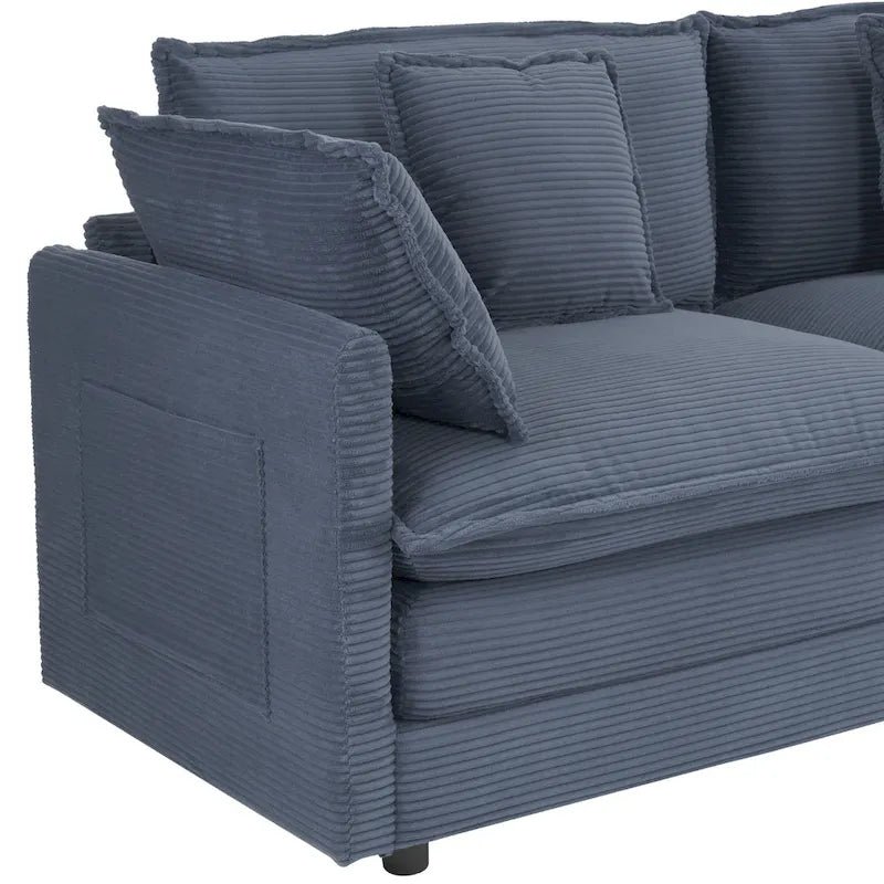 112.6-Inch Corduroy Upholstered L-Shaped Modular Sectional Sofa with Convenient Side Storage Pockets - image 21