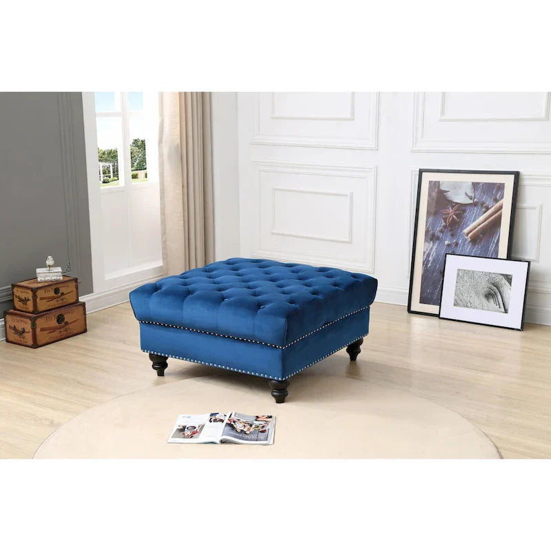 Luxurious Nola Velvet Tufted Extra-Large Ottoman - image 1