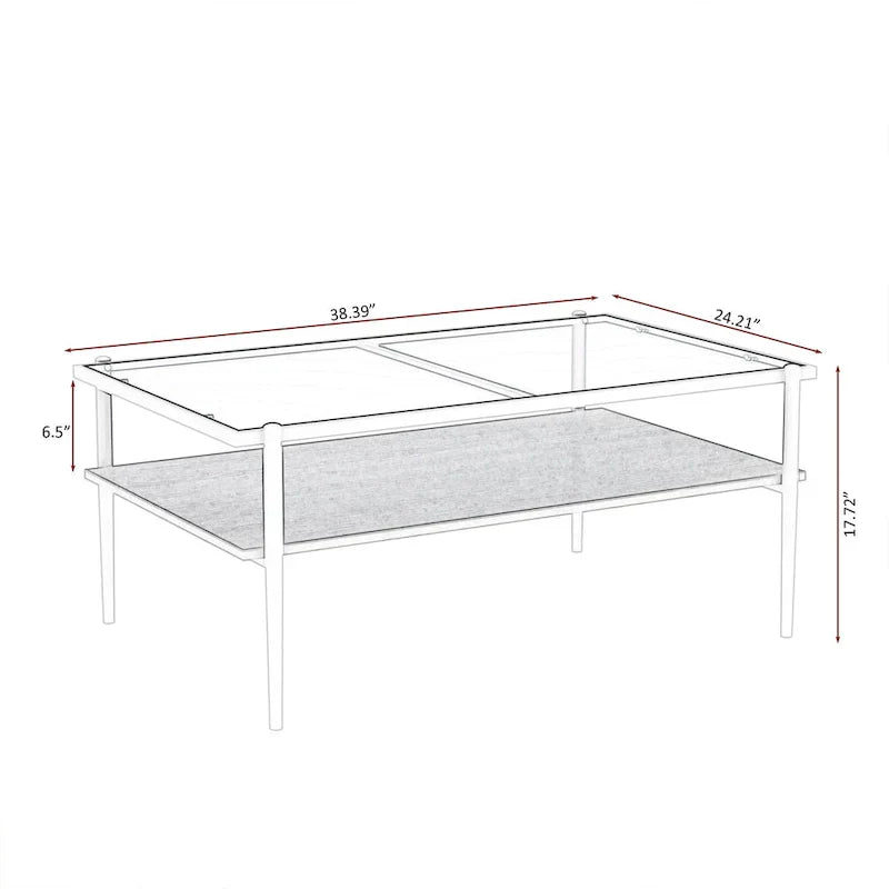Modern Rectangular Coffee Table with Tempered Glass Surface for Living Room - image 26