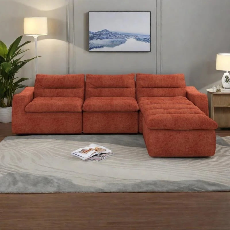 116.26 Modular Foam L-Shaped Sofa - Versatile Free Combination, No Assembly Required & Ergonomic Support (Available in 4 or 6-Seater) - image 1