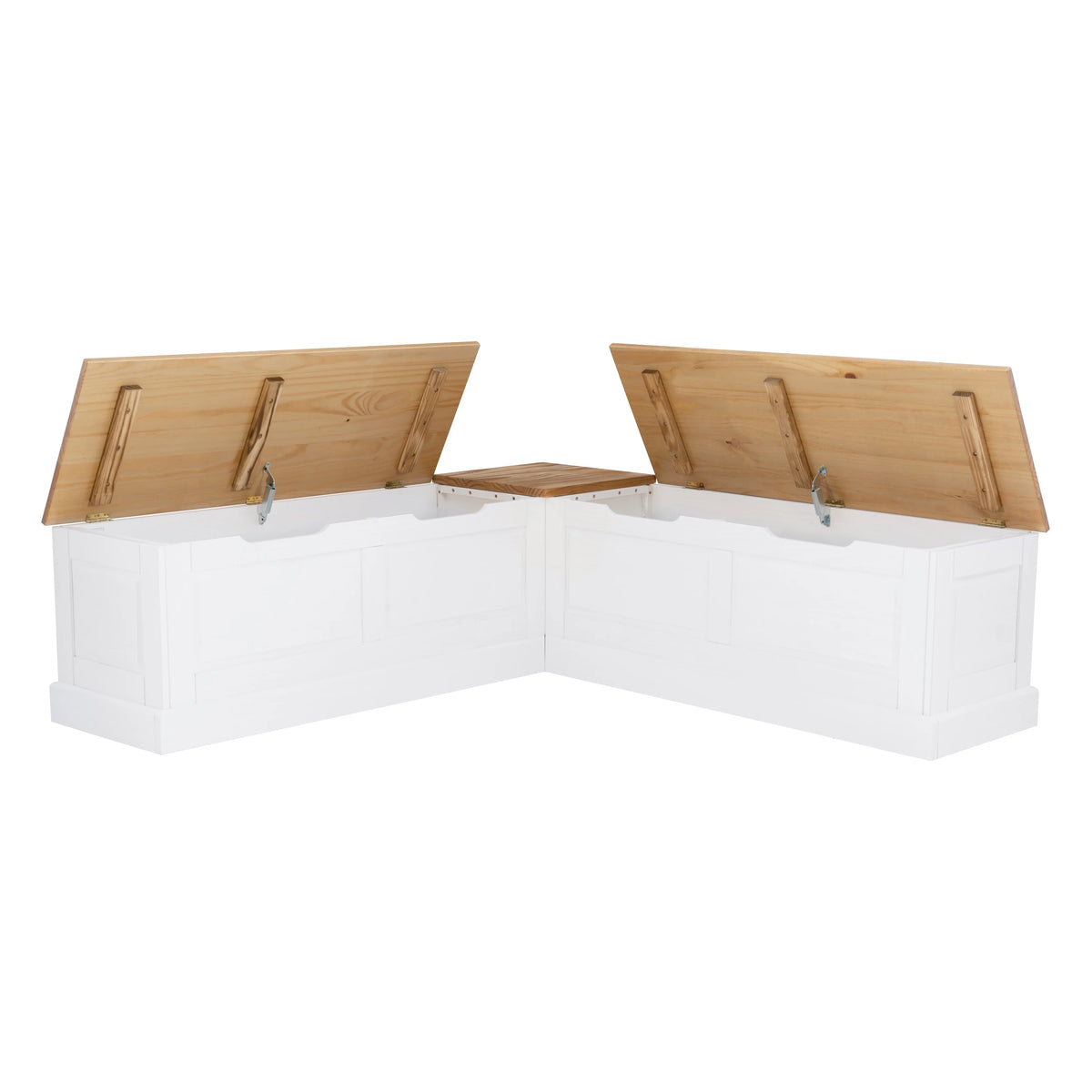 Linon Nook Bench Collection L - Shaped Wood Farmhouse Breakfast Bench with Hidden Storage, White - image 12