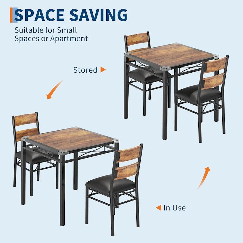 5-Piece Dining Table Set for 4 – Space-Saving Kitchen Set with Upholstered Chairs - image 19