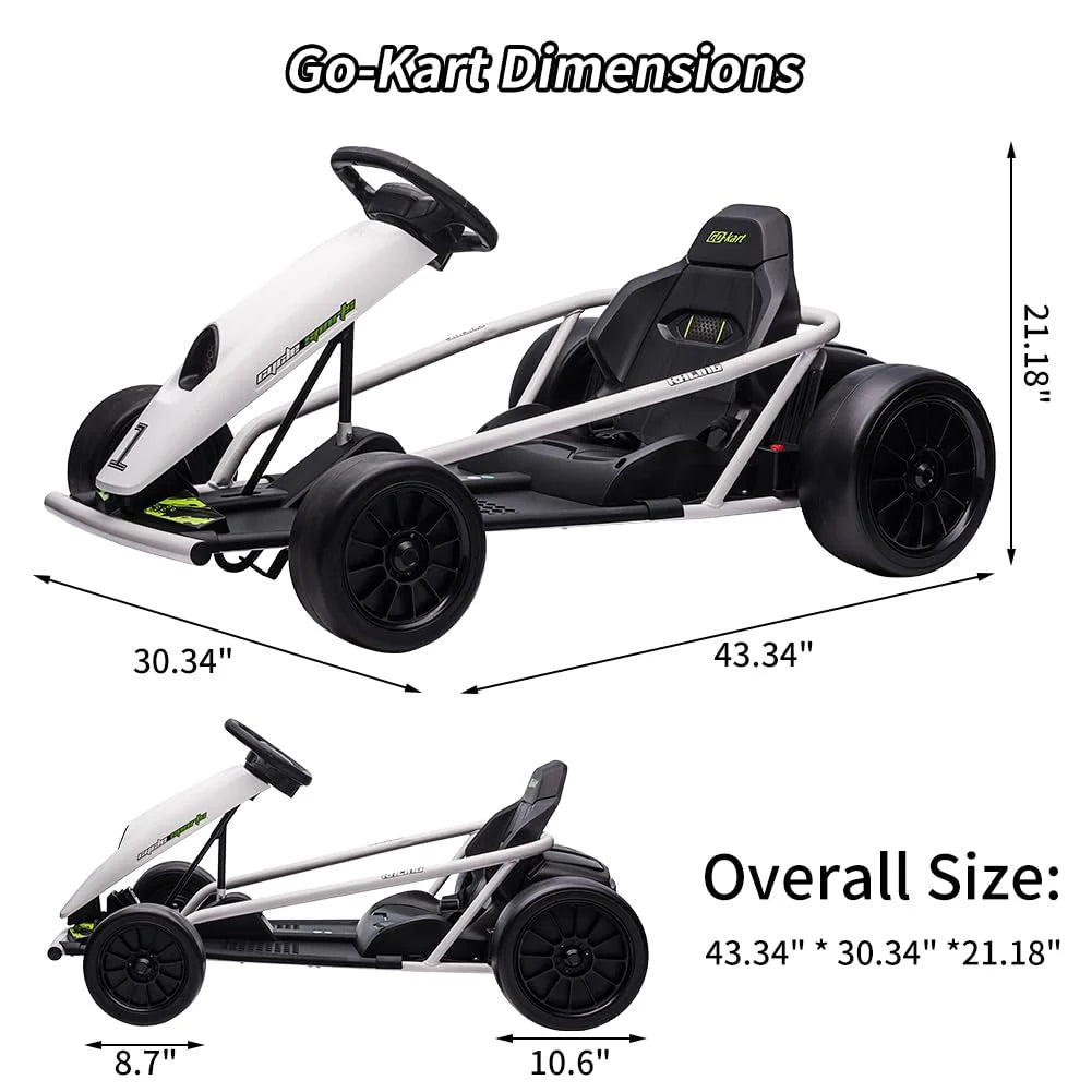 24V Electric Go-Kart for Kids Ages 8-12, Dual 300W Motors, 9Ah Battery - image 11