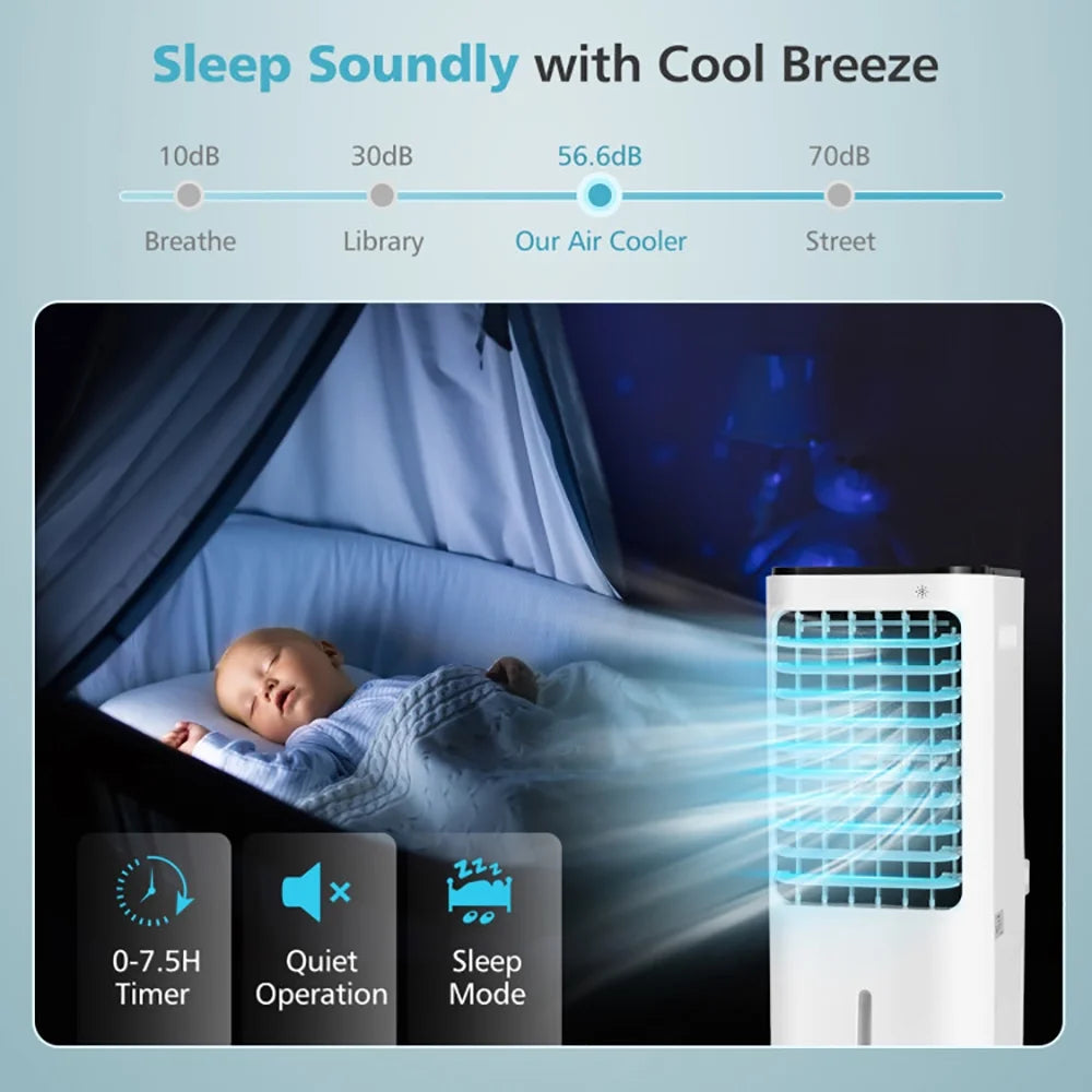 GVN Air Conditioners, Air Cooler, 4-in-1 Evaporative Air Cooler with 12L Water Tank and 4 Ice Boxes-White - image 9