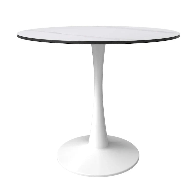 Bristol 35-Inch Round Dining Table for 4 with Sintered Stone Top and White Stainless Steel Pedestal Base - image 18