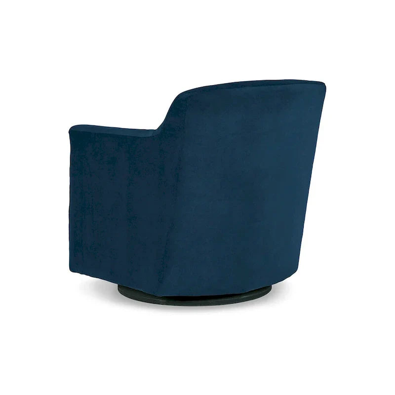 Leena Blue Velvet Swivel Accent Chair with Shelter Style Arms and Black Wood Base - image 4