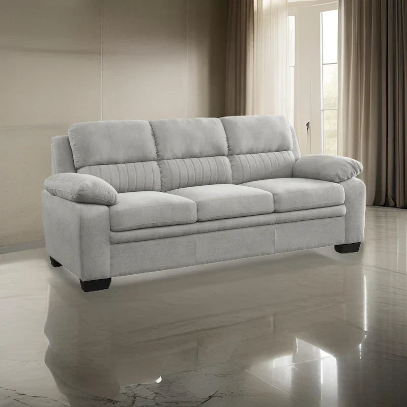 80-Inch Hugh Sofa - Gray Polyester Upholstery, Soft Foam Cushions, Sturdy Solid Wood Frame - image 1