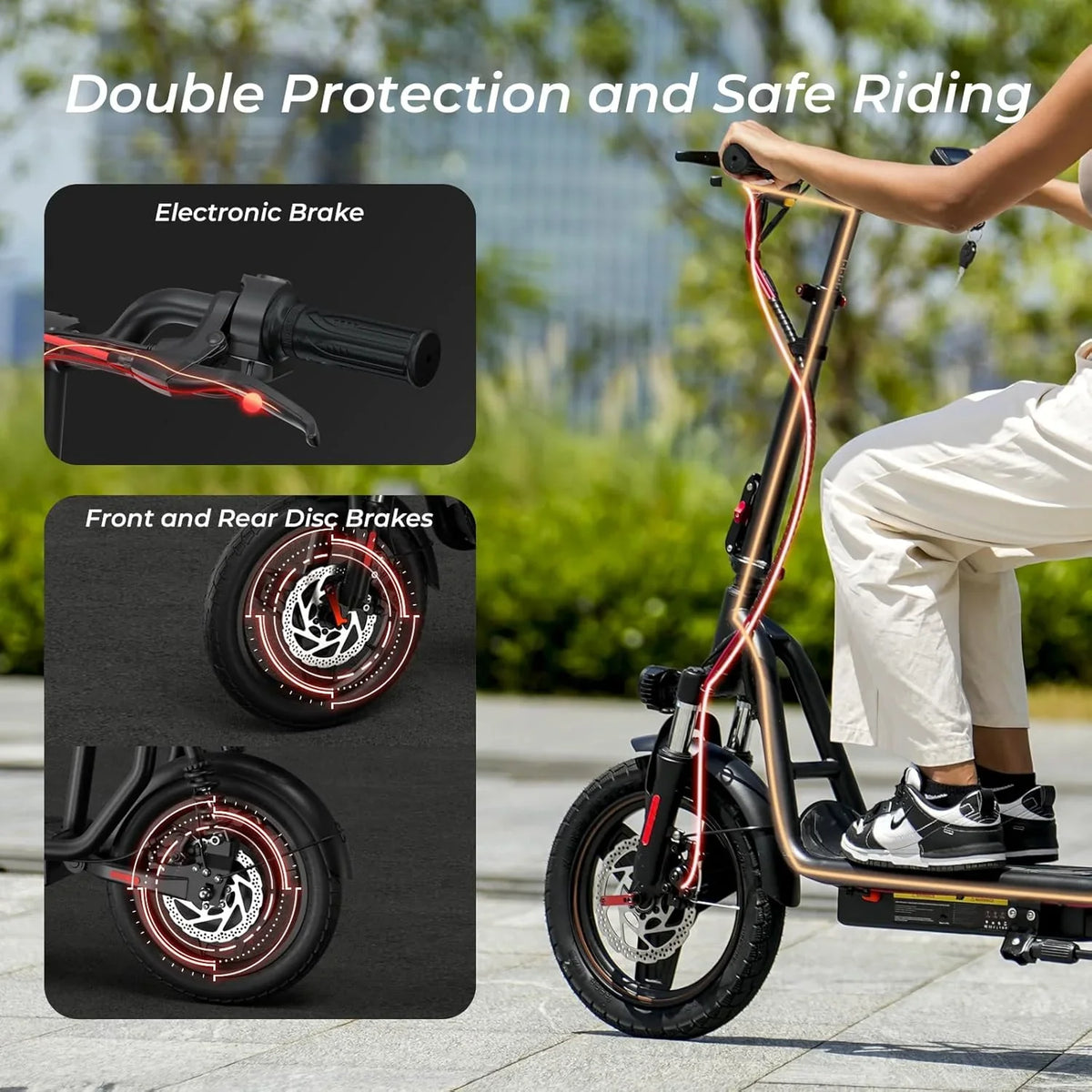 iScooter electric scooter with seat, 37/21 mile range, 28/19/15.6 mph top speed, dual suspension scooter with basket - image 8