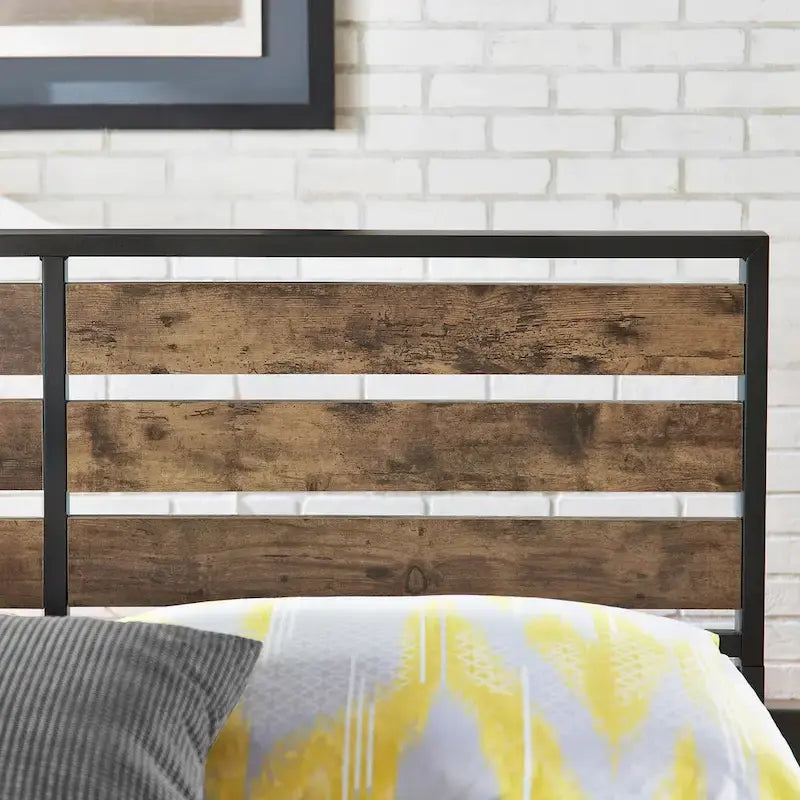 Aabira Low Profile Metal Platform Bed with Wooden Finish Panels by iNSPIRE Q Classic - image 9