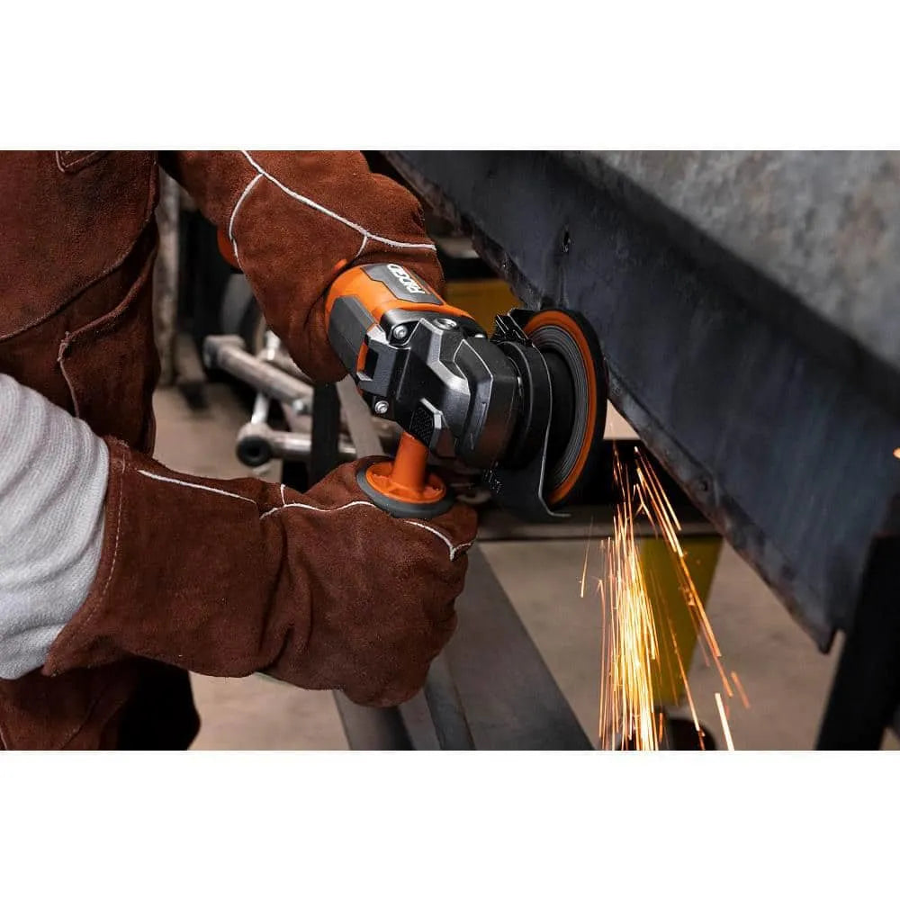 RIDGID 18V Brushless Cordless 4-1/2 in. Paddle Switch Angle Grinder with (2) 4.0 Ah Batteries, Charger, and Bag R86047B-AC93044SBN - image 9