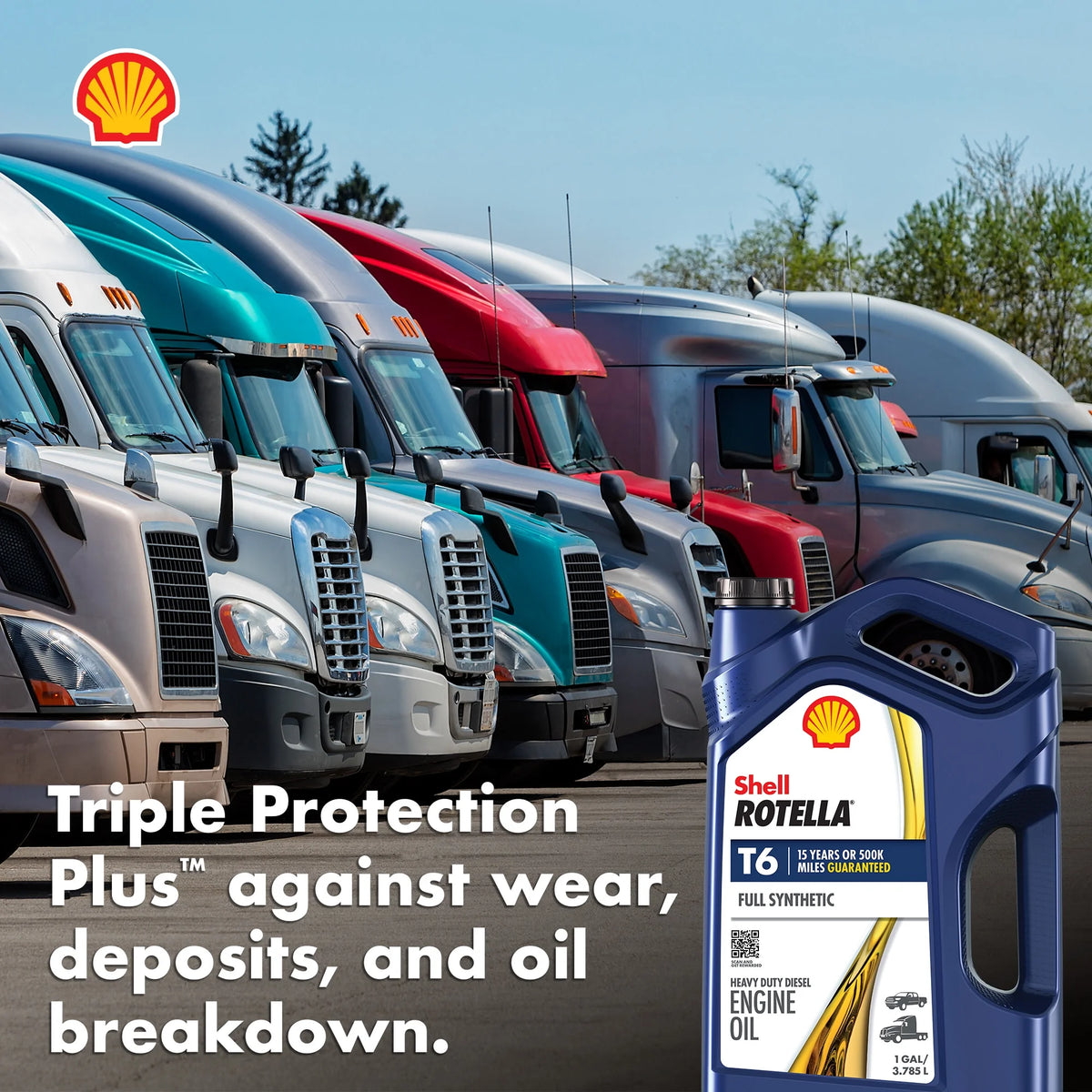 (3 Pack) Shell Rotella T6 Full Synthetic 15W - 40 Motor Oil, 1 Gallon (3 Pack) - image 7