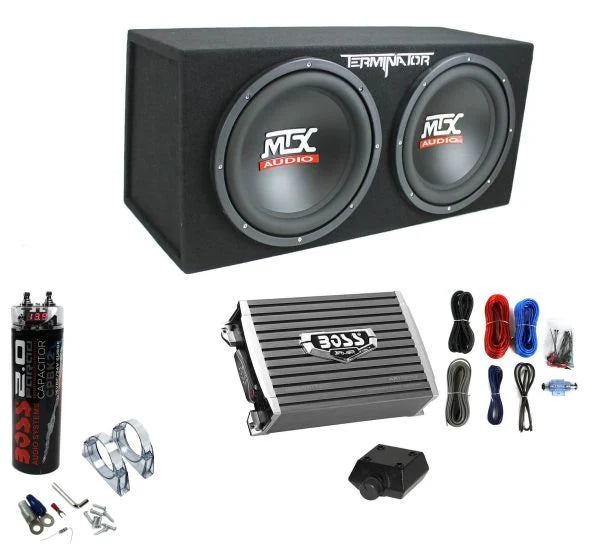 1200W Dual Loaded Subwoofer Box + 1500W Amplifier + Capacitor - image 1