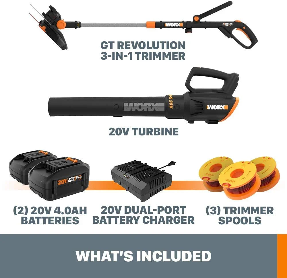 20V GT Revolution 12" 4.0Ah Cordless String Trimmer & Turbine Leaf Blower Power Share Combo Kit - WG930.3 (Batteries & Charger Included) - image 15