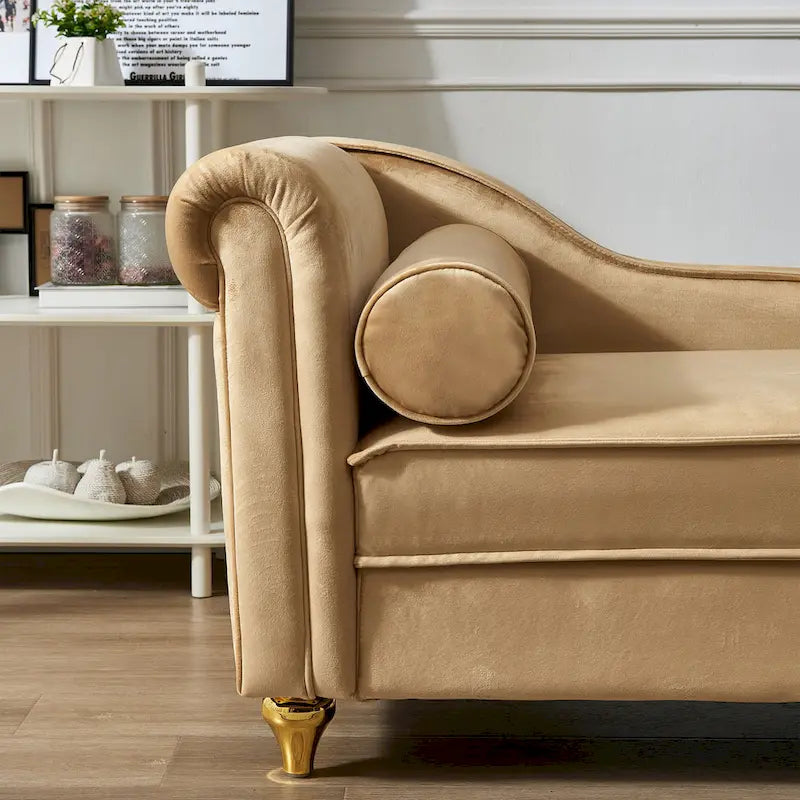 Contemporary Velvet Chaise Lounge Chair with Storage - image 10