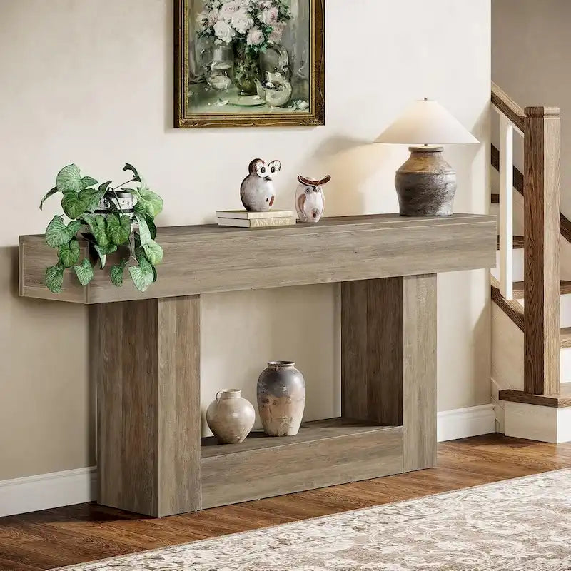Rustic 2-Tier Entryway Table for Living Room, Hallway, and Foyer - image 15