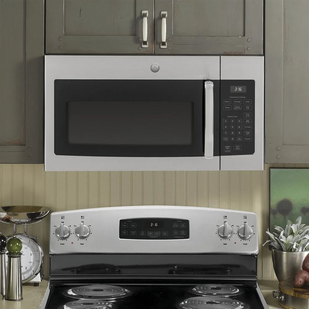 GE JVM3160RFSS 1.6 Cu. Ft. Over-the-Range Microwave Oven Stainless Steel Bundle with Deco Chef Pair of Red Heat Resistant Oven Mitt and 3 YR CPS Enhanced Protection Pack - image 6