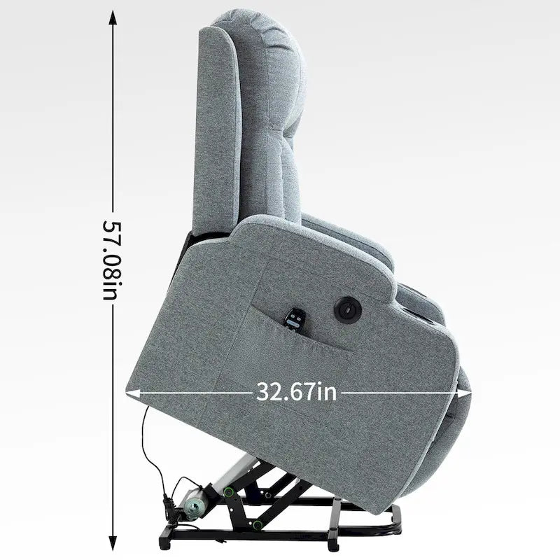 Lazy Boy Power Lift Recliner Chair, Modern Single Motor Massage Sofa Chair with Lumbar Heating, USB Charging Port, Cup Holders - image 25