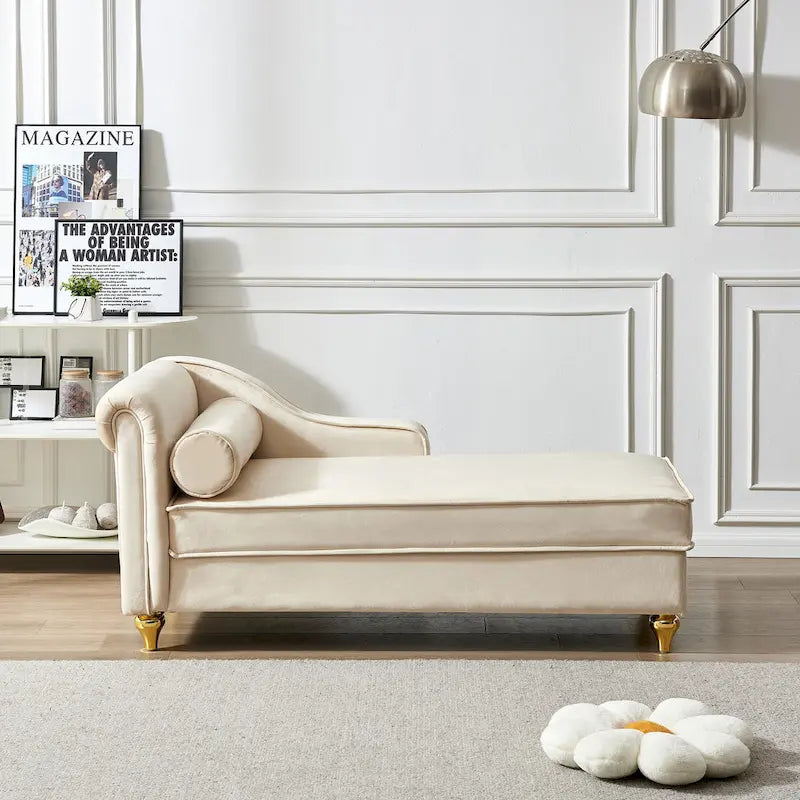 Contemporary Velvet Chaise Lounge Chair with Storage - image 29