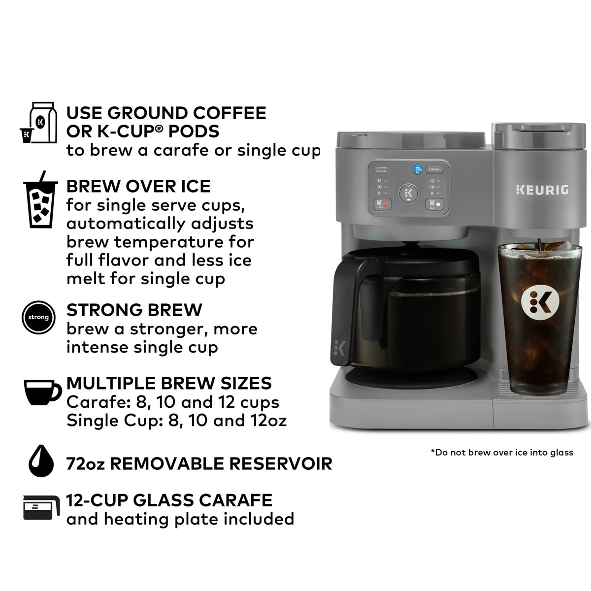 Keurig K-Duo Essentials, Hot & Iced Single-Serve K-Cup Pod Coffee Maker & Carafe,  Moonlight Grey - image 4