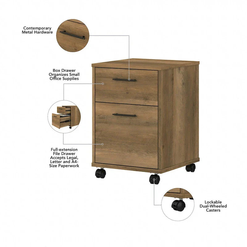 Bush Furniture Key West 60-Inch L-Shaped Desk with Rolling File Cabinet - image 33