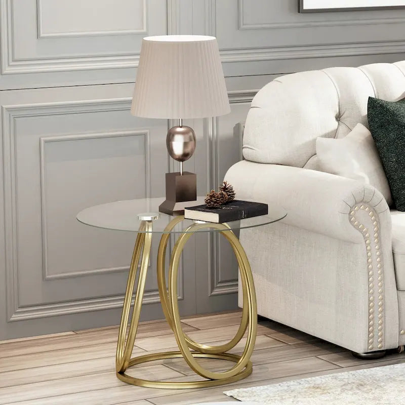 Myhozm Glass Side Table for Living Room with Sturdy Metal Frame - image 10