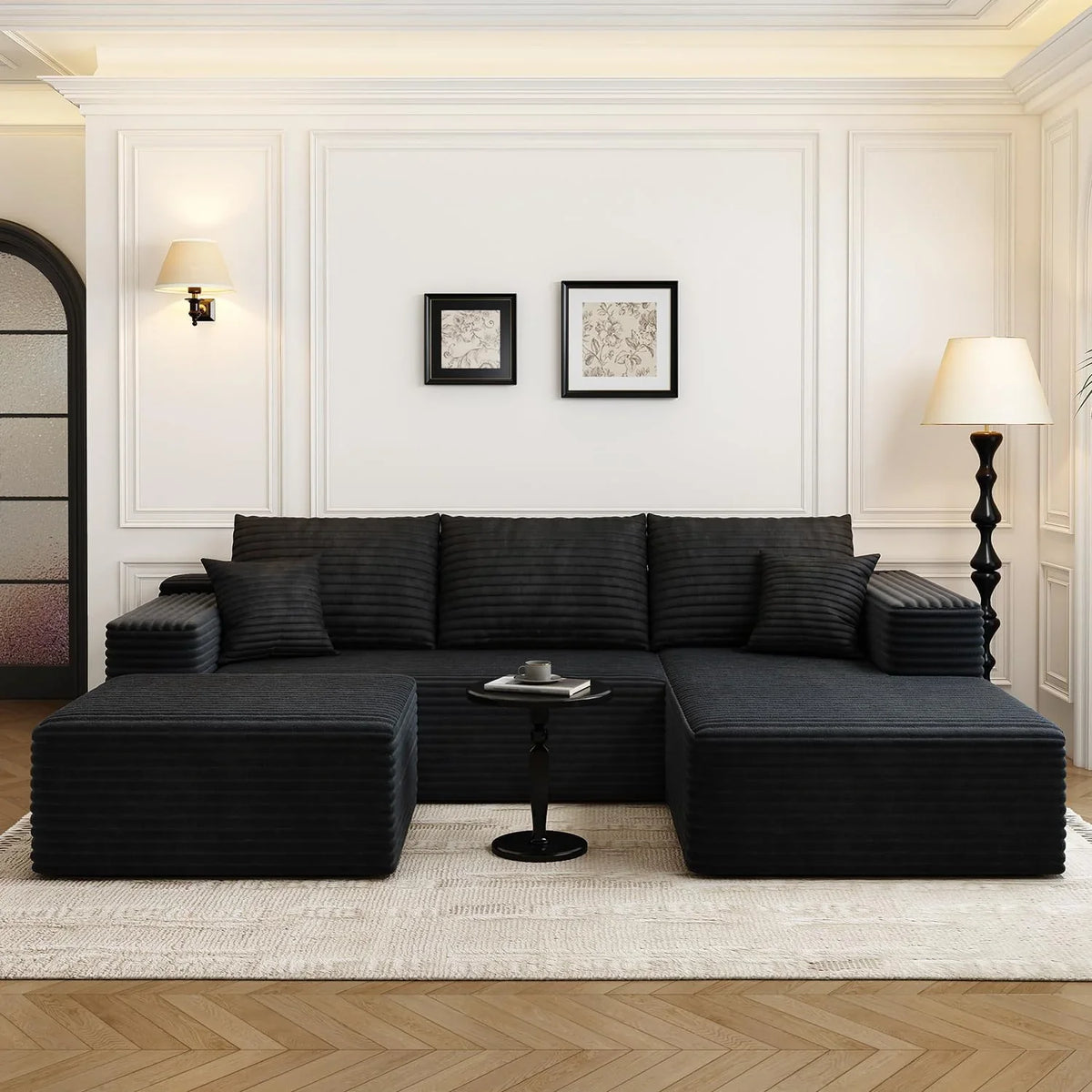 107.5" Cloud Modular Sectional Sofa Couch with L-Shape Chaise,Modern Minimalist Upholstered Couches for Living Room Bedroom,Deep Seat Corner Couch .No Assembly Required (Black,Left Facing Chaise) - image 20