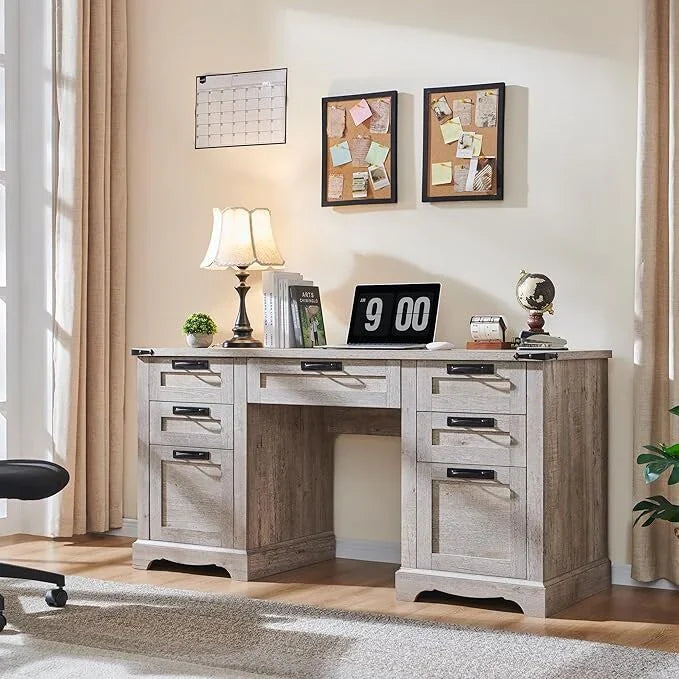 60 Farmhouse Executive Desk, Wood Home Office Desk, Computer Desk - image 30
