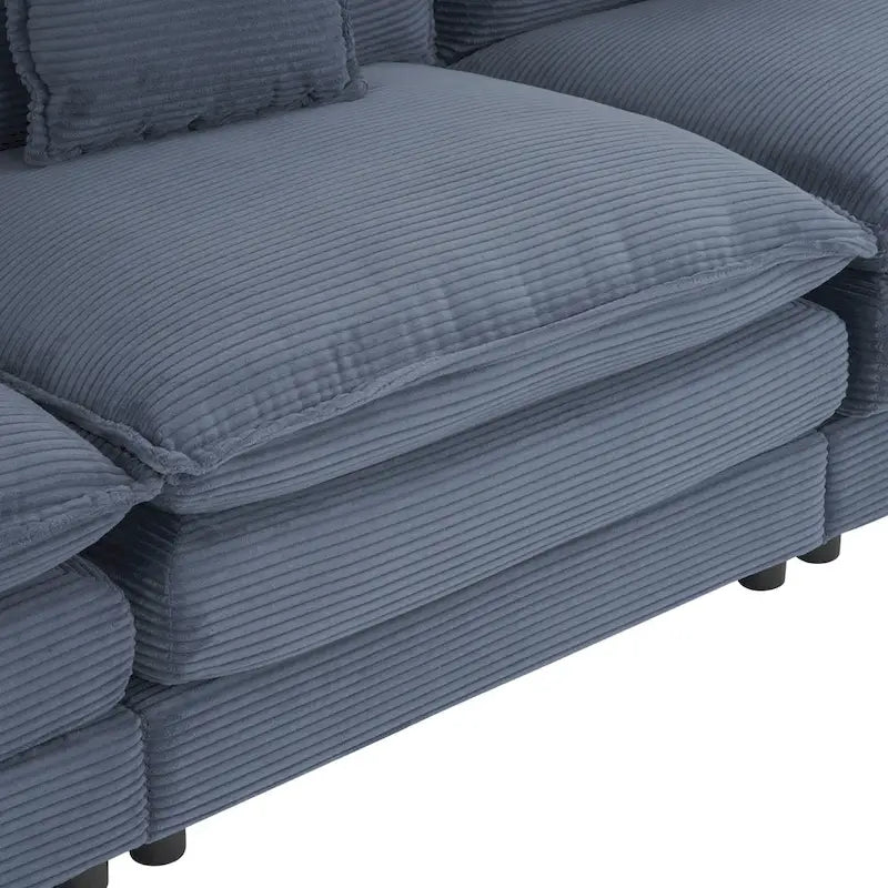 112.6-Inch Corduroy Upholstered L-Shaped Modular Sectional Sofa with Convenient Side Storage Pockets - image 22