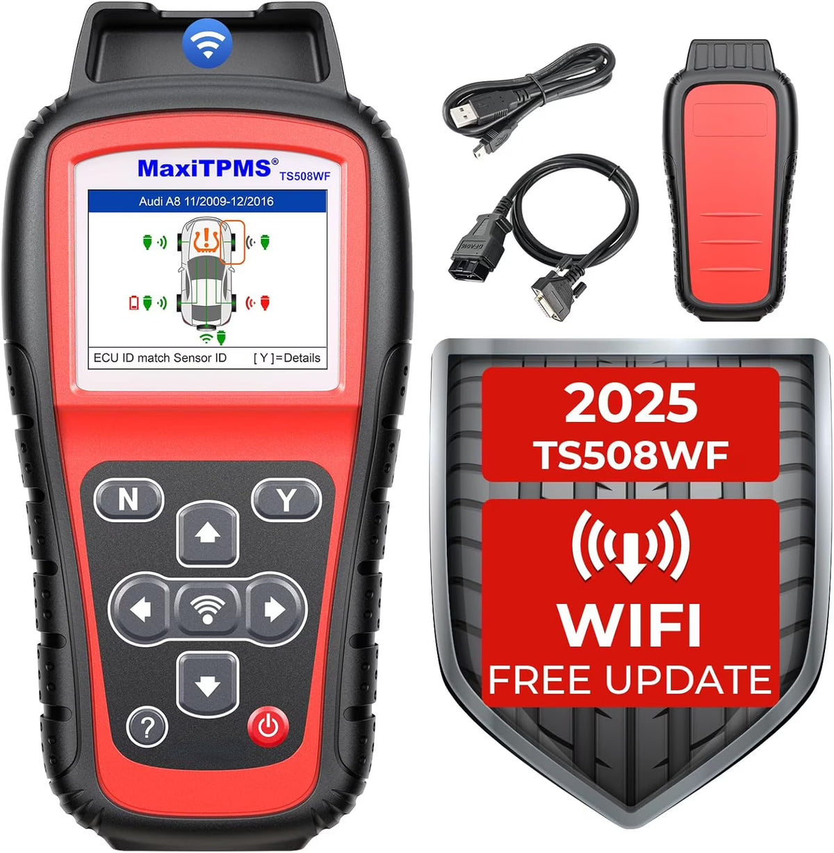 MaxiTPMS TS508WF TPMS Tool, 2025 Enhanced Wi-Fi Ver. of TS508 TS501 PRO TS408S TS601, MX-Sensor TPMS Progamming Tool, TPMS Diagnosis/Reset TPMS Relearn Tool, Read/Clear TPMS DTCs - image 1
